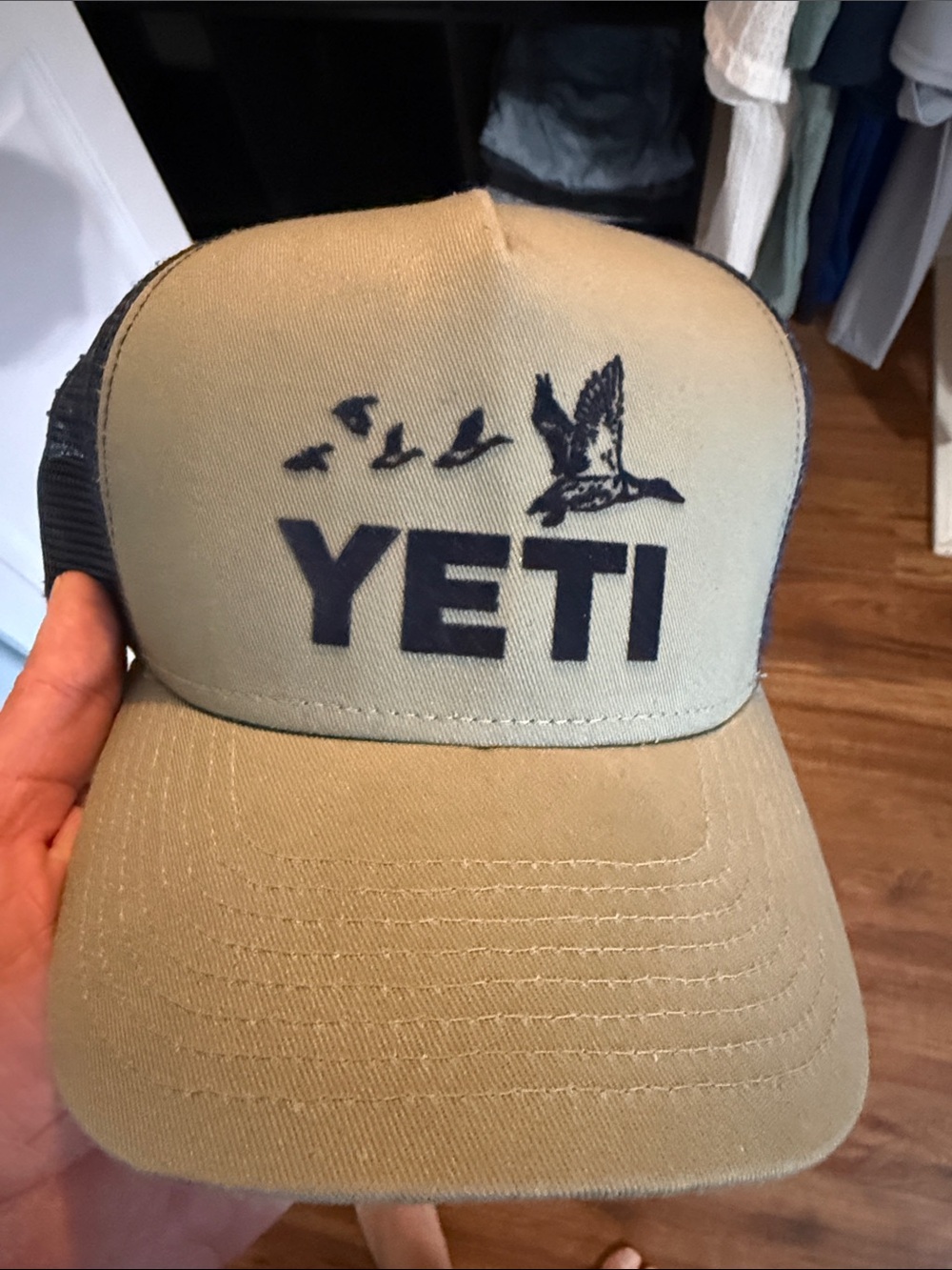 Yeti Khaki and Navy Mesh Logo Trucker Cap